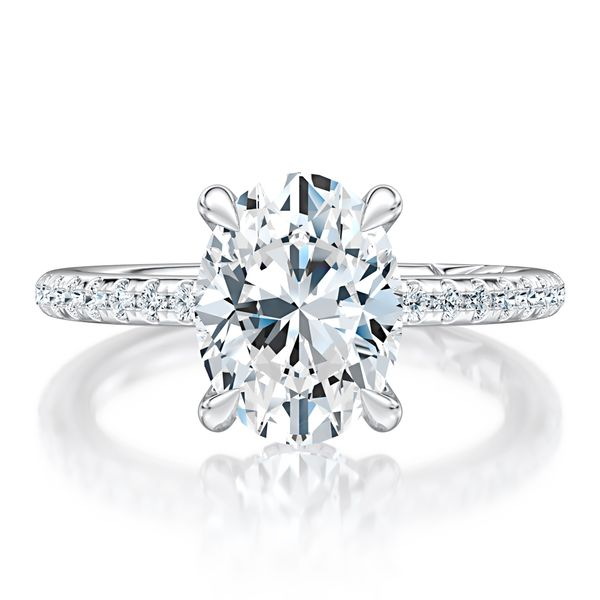 A.JAFFE 14K White Gold Oval Cut Diamond Engagement Ring