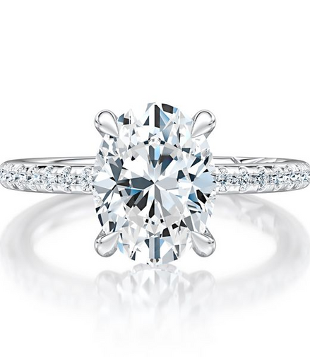 A.JAFFE 14K White Gold Oval Cut Diamond Engagement Ring