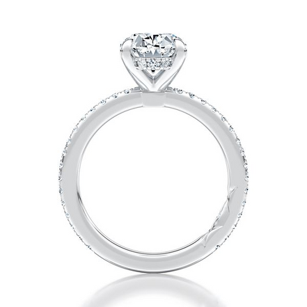 A.JAFFE 14K White Gold Oval Cut Diamond Engagement Ring