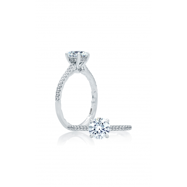 A.JAFFE 14K White Gold Four Prong Diamond Engagement Ring