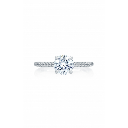 A.JAFFE 14K White Gold Four Prong Diamond Engagement Ring