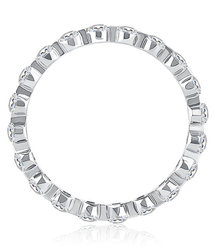 A.JAFFE 18K White Gold Diamond Bubble Diamond Wedding Band