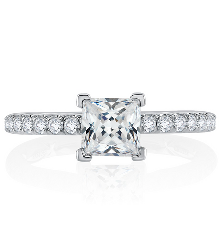 A.Jaffe V-Tip Prong Princess Cut Diamond Engagement Ring