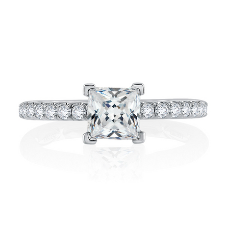A.Jaffe V-Tip Prong Princess Cut Diamond Engagement Ring