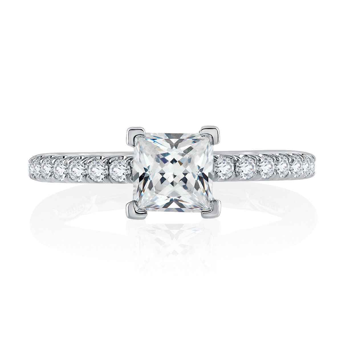 A.Jaffe V-Tip Prong Princess Cut Diamond Engagement Ring