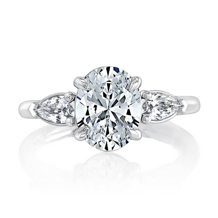 A.Jaffe Three Stone Classic Quilted Band Diamond Engagement Ring