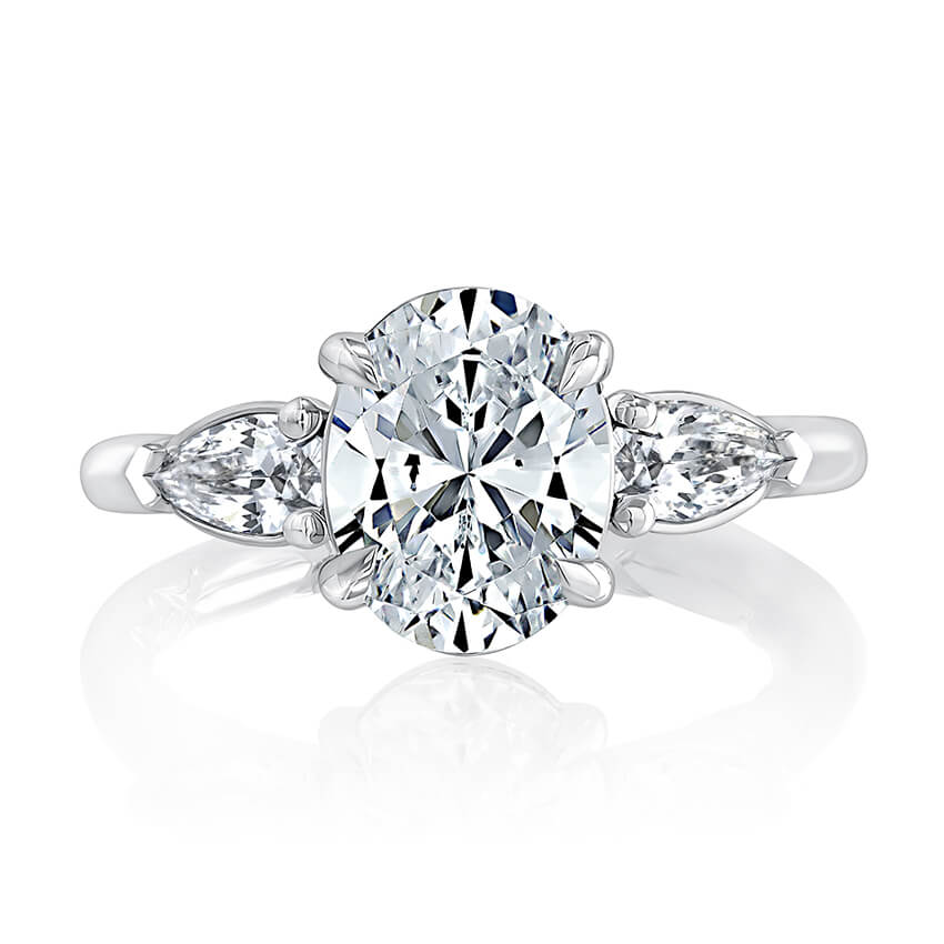 A.Jaffe Three Stone Classic Quilted Band Diamond Engagement Ring