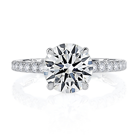 A.JAFFE 14K White Gold Statement Round Quilted Engagement Ring