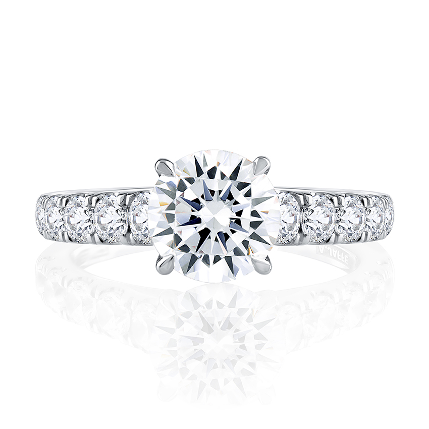 A.JAFFE Modern Diamond Pavé Round Cut Diamond Engagement Ring