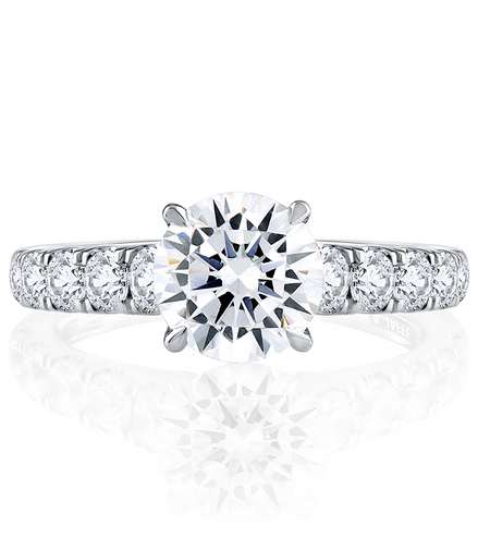 A.JAFFE Modern Diamond Pavé Round Cut Diamond Engagement Ring