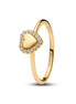 Pandora Timeless 14K Gold-Plated Engravable Heart Halo Ring Size 6