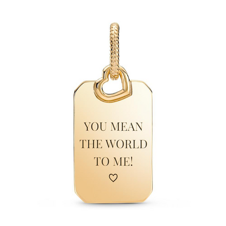 Pandora ME/Moments 14K Gold-Plated Engravable Rectangular Tag Pendant