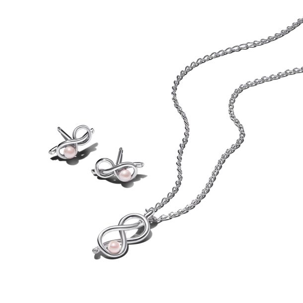 Pandora Moments Infinity Knot Jewelry Earrings and Pendant Necklace Gift Set