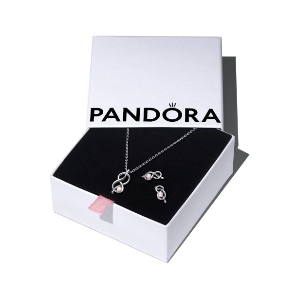 Pandora Moments Infinity Knot Jewelry Earrings and Pendant Necklace Gift Set