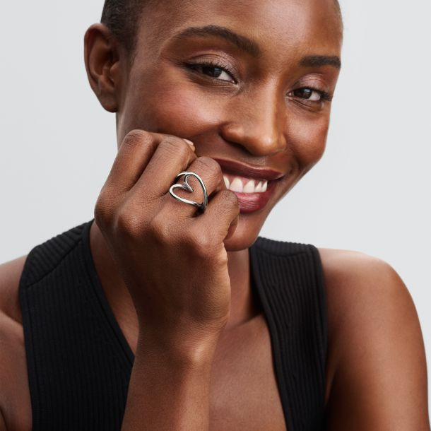 Pandora Essence Organically Heart Shaped Silver Ring Size 7