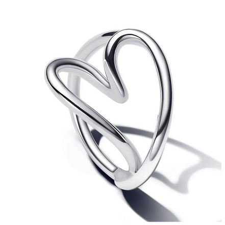 Pandora Essence Organicall Heart Shaped Silver Ring Size 7.5