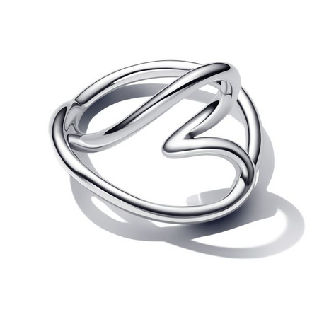 Pandora Essence Organicall Heart Shaped Silver Ring Size 7.5