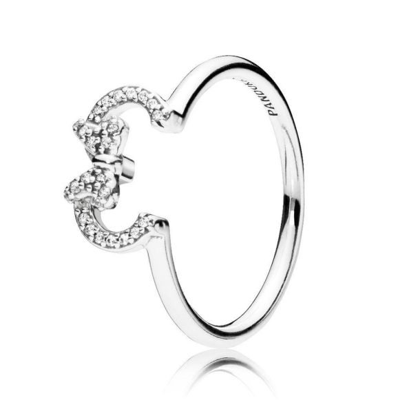 Pandora Disney Minnie Mouse Ears Silhouette Puzzle Ring Size 6