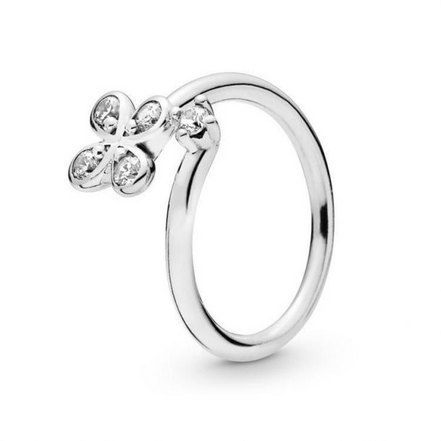 Pandora Moments Four-Petal Flowers Twisted Ring Size 6