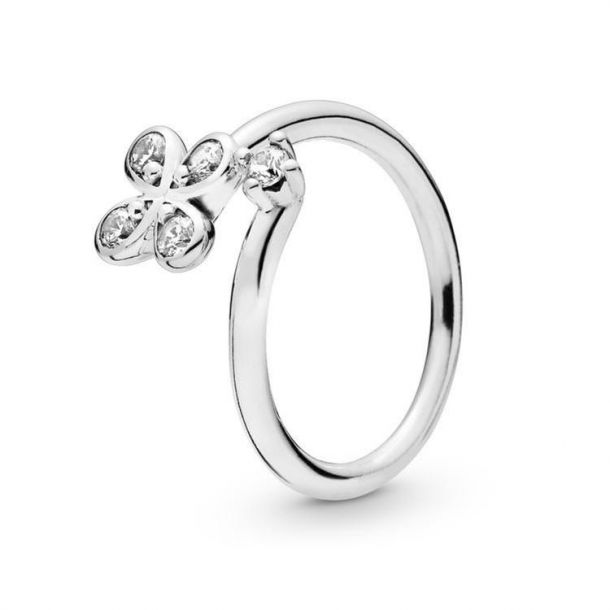 Pandora Moments Four-Petal Flowers Twisted Ring Size 6