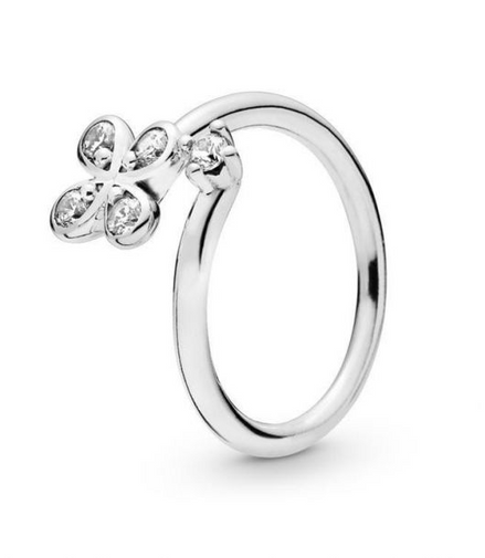 Pandora Moments Four-Petal Flowers Twisted Ring Size 6