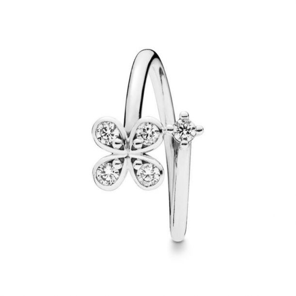 Pandora Moments Four-Petal Flowers Twisted Ring Size 6