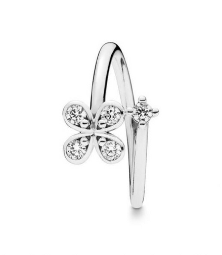 Pandora Moments Four-Petal Flowers Twisted Ring Size 6