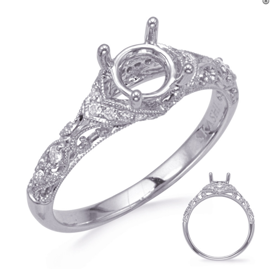 14K White Gold And Diamond Seni-Mount Engagement Ring
