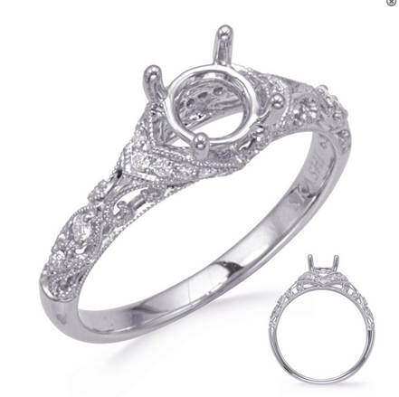 14K White Gold And Diamond Seni-Mount Engagement Ring
