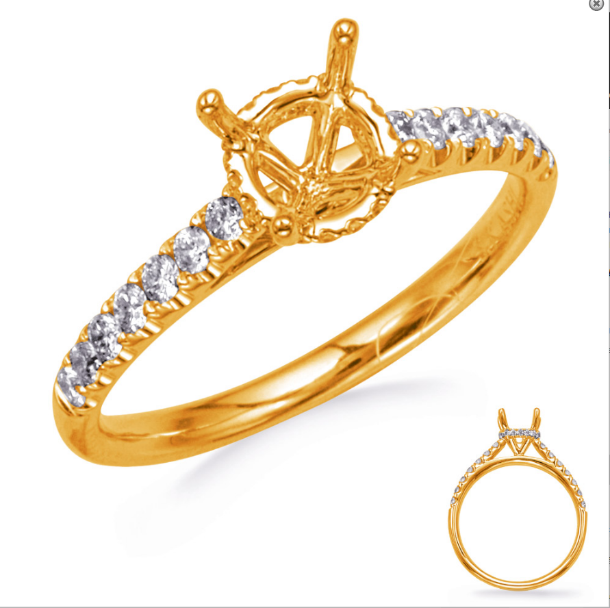 14K Yellow Gold And 0.32 CTW Diamond Semi-Mount Engagement Ring