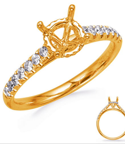 14K Yellow Gold And 0.32 CTW Diamond Semi-Mount Engagement Ring