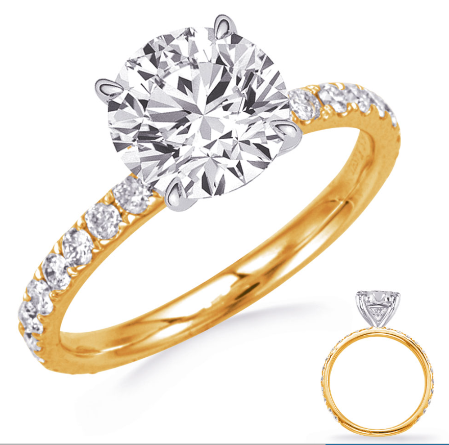 14K Yellow Gold And 0.52 CTW Diamond Semi-Mount Engagement Ring