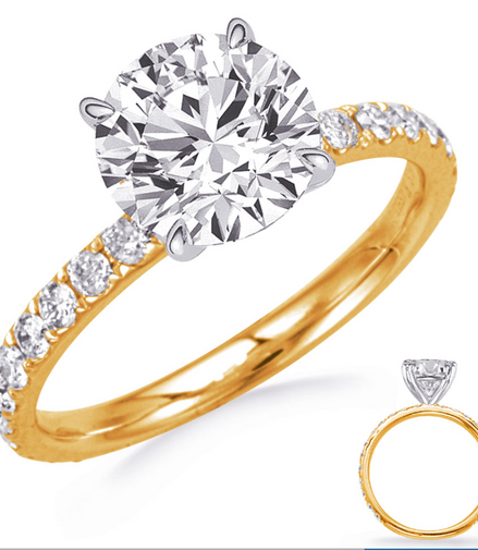 14K Yellow Gold And 0.52 CTW Diamond Semi-Mount Engagement Ring