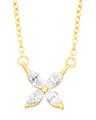 14K Yellow Gold And Diamond Flower Shaped Fashion Pendant Necklace