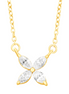 14K Yellow Gold And Diamond Flower Shaped Fashion Pendant Necklace