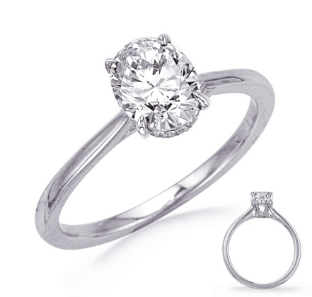 14K White Gold 0.13 CTW Diamond With Hidden Halo Semi-Mount Engagement Ring