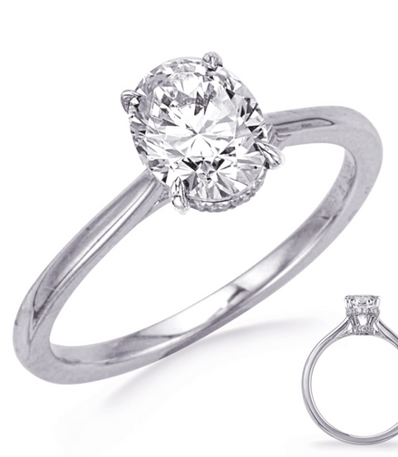 14K White Gold And 0.13 CTW Diamond With Hidden Halo Semi-Mount Engagement Ring