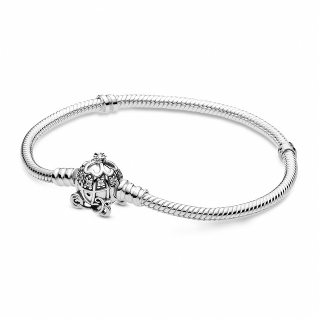 Disney Cinderella Pumpkin Coach Clasp Pandora Moments Bracelet Size 19
