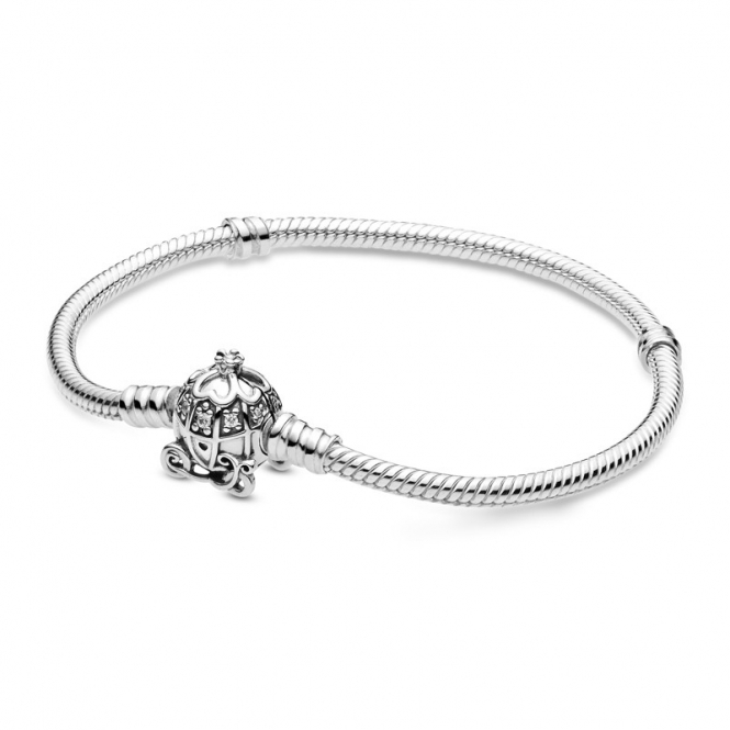 Disney Cinderella Pumpkin Coach Clasp Pandora Moments Bracelet Size 19