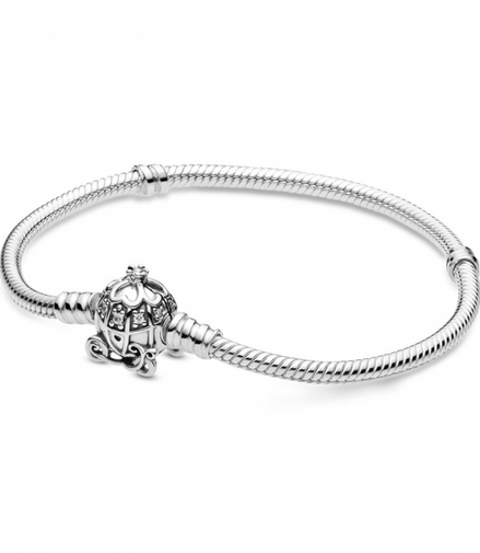 Disney Cinderella Pumpkin Coach Clasp Pandora Moments Bracelet Size 19
