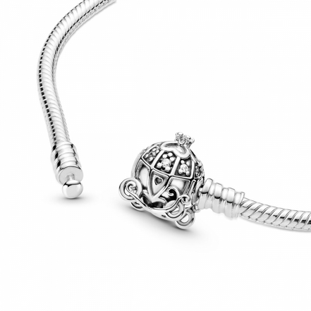 Disney Cinderella Pumpkin Coach Clasp Pandora Moments Bracelet Size 19