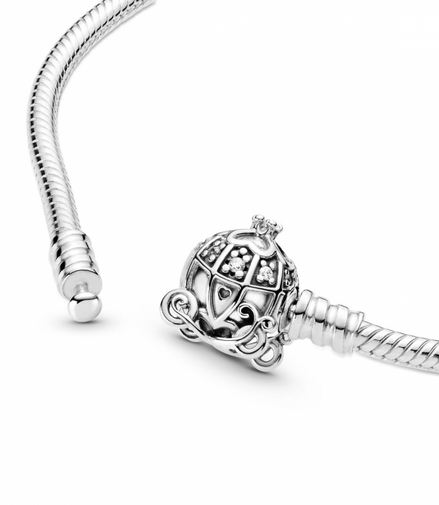 Disney Cinderella Pumpkin Coach Clasp Pandora Moments Bracelet Size 19