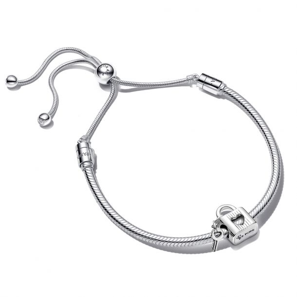 Pandora Open Heart Padlock And Key Bracelet Set