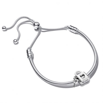 Pandora Open Heart Padlock And Key Bracelet Set