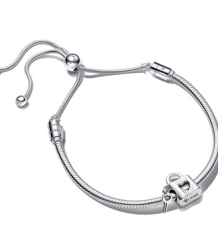 Pandora Open Heart Padlock And Key Bracelet Set