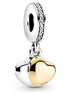 Two-Tone Double Heart Dangle Charm