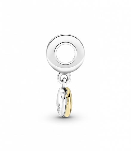 Two-Tone Double Heart Dangle Charm