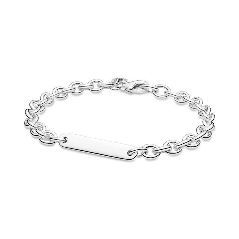 Pandora Moments Silver Engravable Bar Link Bracelet Size 16