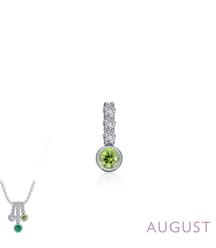 Lafonn 0.17 CTW Simulated Diamond And Peridot August Birthstone Love Pendant