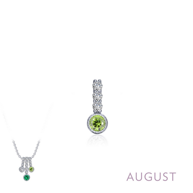 Lafonn 0.17 CTW Simulated Diamond And Peridot August Birthstone Love Pendant